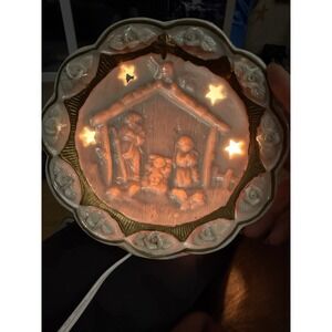 Vtg Cracker Barrel Pearlized Porcelain Nativity Night Light Christmas WORKS!